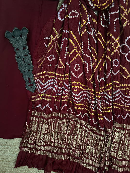 MAROON MODAL SILK KURTA WITH GHARCHOLA HANDCRAFTED MODAL SILK DUPATTA PS-10159
