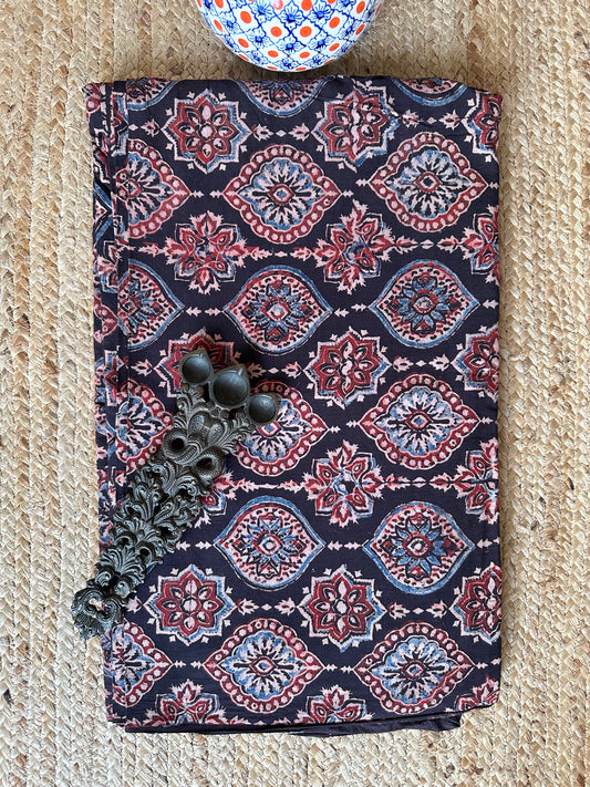 BLACK AJRAKH HANDCRAFTED NATURAL DYE PRINTED FABRIC CF-11