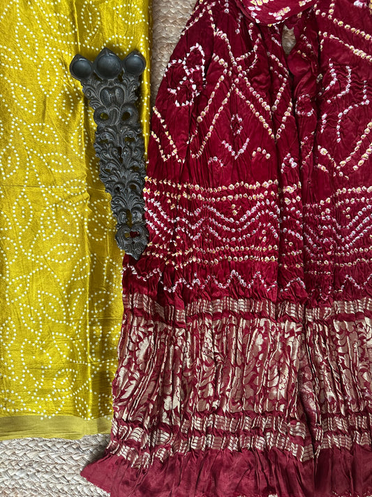 MUSTARD MASHRU SILK KURTA WITH GHARCHOLA HANDCRAFTED MODAL SILK DUPATTA PS-33