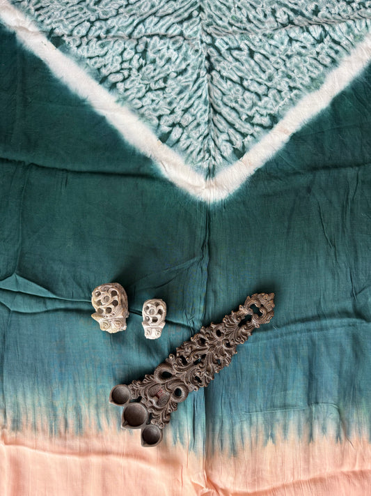 Green ombré Modal  silk Shibori kurta/kaftan material