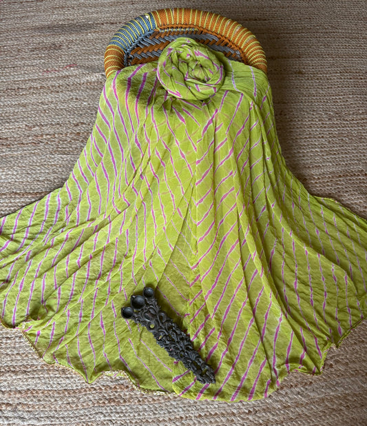 Geko Green chiffon leheriya dupatta
