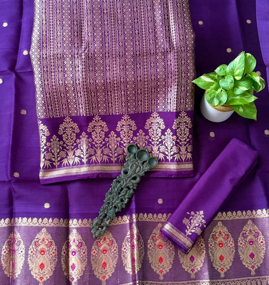 Plum Purple Shade Chibiya silk brocade kurta certified handloom banarsi kadwa booti with kora dupatta