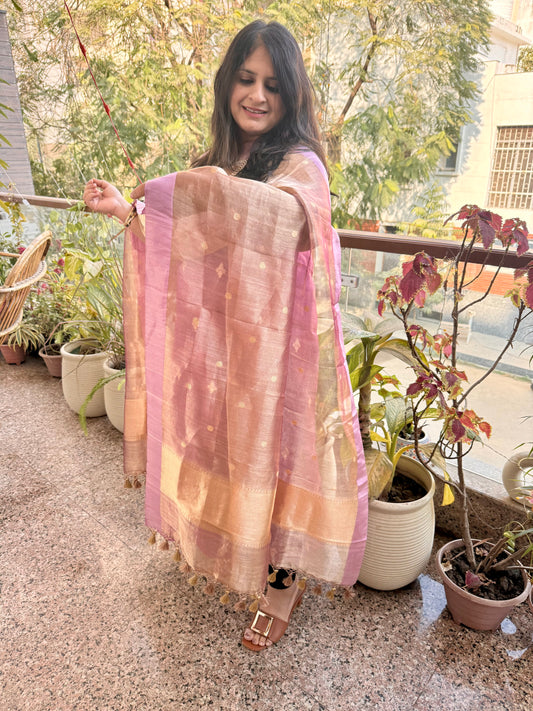 Wild berry Purple Kora Silk Certified Handloom Banarsi Kadwa Booti Three Piece Suit it   CBS-58