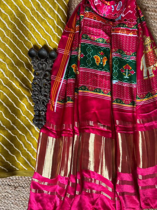 LIME YELLOW MASHRU SILK KURTA WITH PATOLA HANDCRAFTED MODAL SILK DUPATTA PS-64