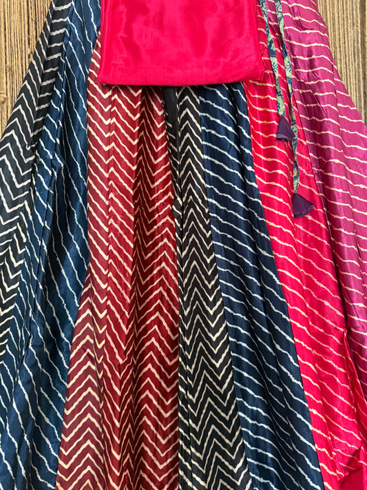 Pink mashru silk blouse-with Multicolour patchwork  handcrafted mashru silk Skirt