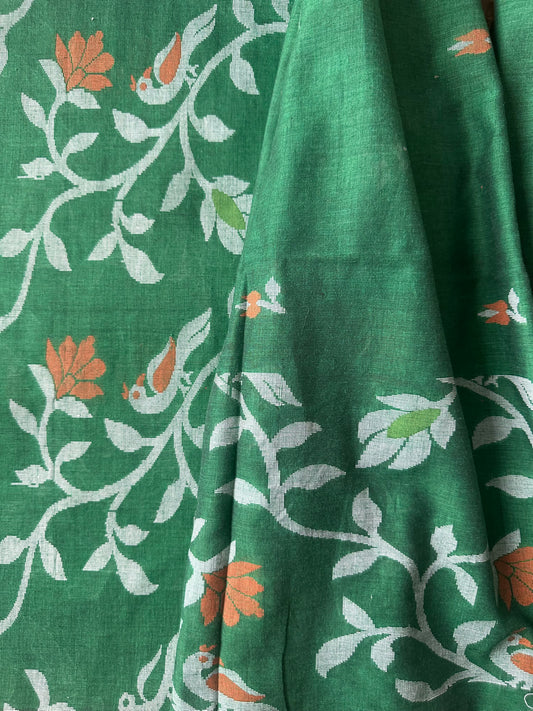 GREEN JAMDANI ALL OVER WOVEN MULL KURTA SET