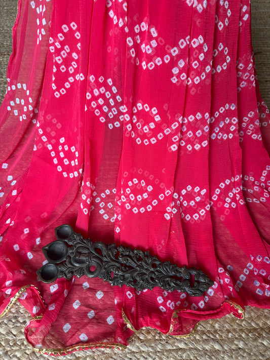 Punch pink chiffon leheriya dupatta