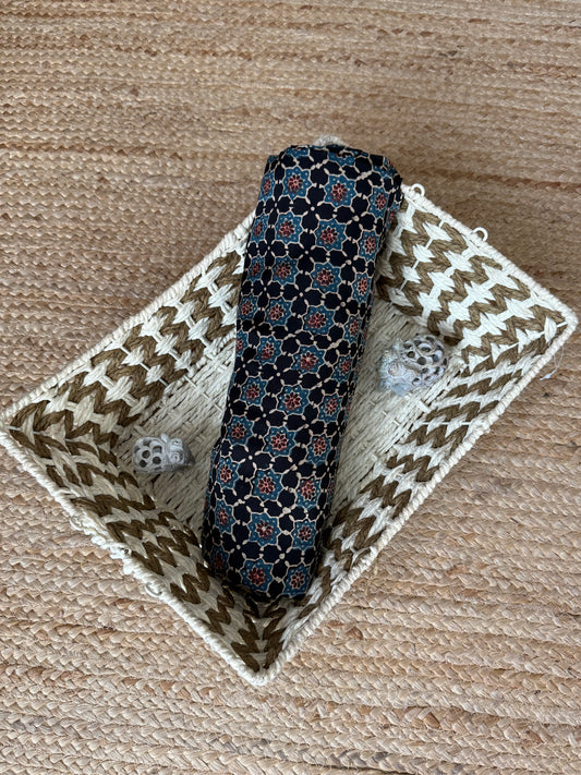 BLACK AJRAKH  MODAL HANDCRAFTED NATURAL DYE PRINTED FABRIC  MF-