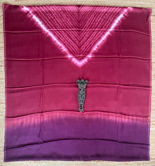 Antique Maroon ombrã© modal  silk shibori kurta/kaftan material