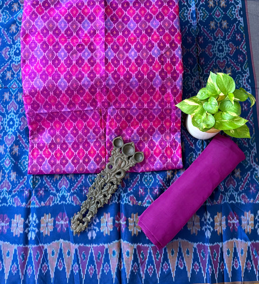 Barbie Pink raw silk ikkat hanwoven kurta with Bottom ikkat patola pure  silk handwoven dupatta
