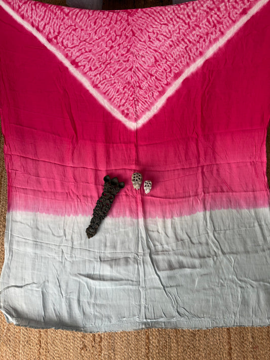 Pink ombré Modal  silk Shibori kurta/kaftan material