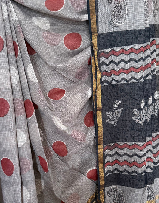 ASH GREY HANDCRAFTED LEHERIYA  SARI 2