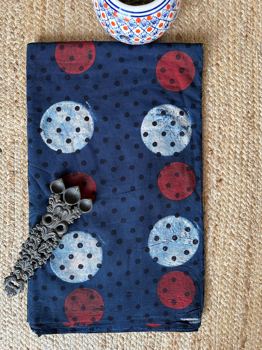 INDIGO BLUE AJRAKH HANDCRAFTED NATURAL DYE PRINTED FABRIC  CF - 15