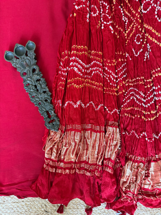 Red  modal silk kurta with gharchola handcrafted modal silk dupatta ps-10151