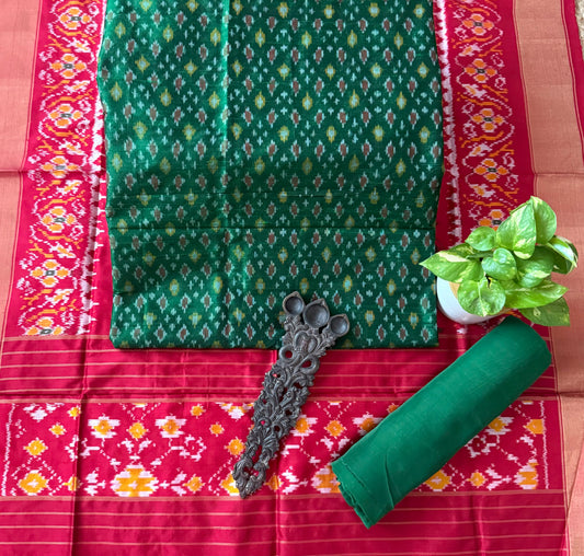 Bottle Green raw silk ikkat hanwoven kurta with ikkat patola pure  silk handwoven dupatta