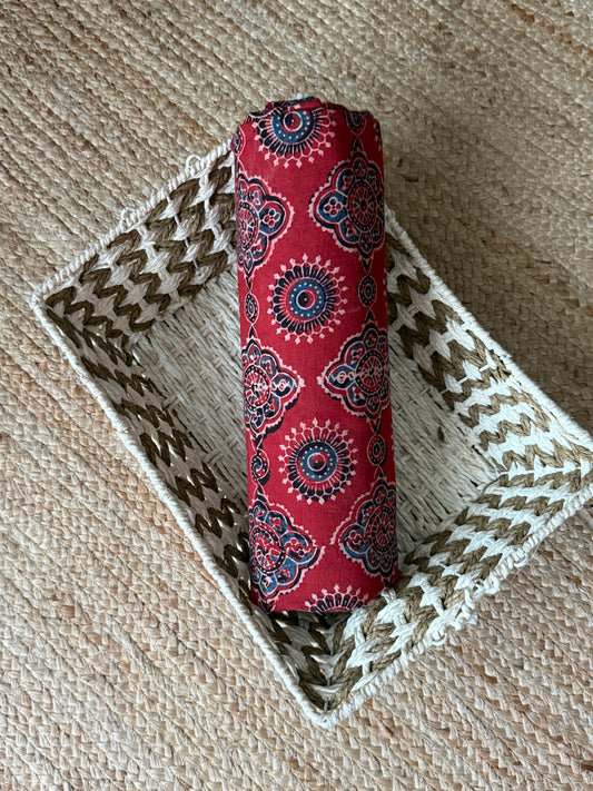 Maroon ajrakh handcrafted natural dye printed fabric  cf - 10