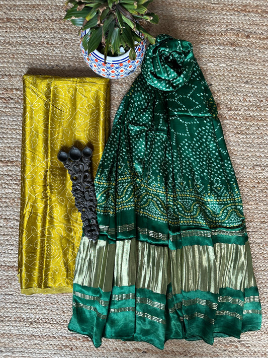 MUSTARD YELLOW MASHRU SILK KURTA WITH PATOLA HANDCRAFTED MODAL SILK DUPATTA PS-209