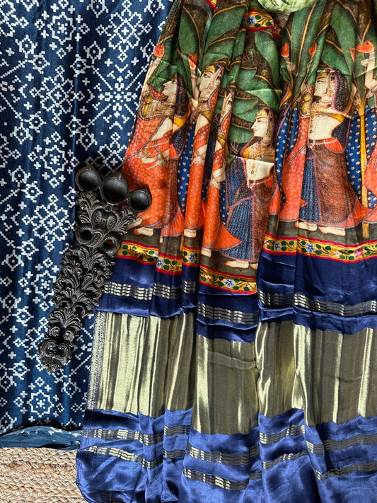 BLUE PATOLA MASHRU SILK KURTA WITH PATOLA HANDCRAFTED MODAL SILK DUPATTA PS-204
