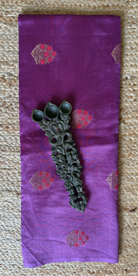 PURPLE HANDCRAFTED CHANDERI COTTON SILK KURTA FABRIC