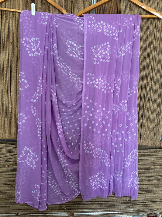 PLUM PURPLE BANDHANI HANDCRAFTED CHIFFON SARI CB-20