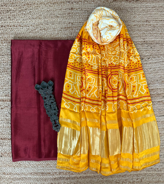 Maroon patola mashru silk kurta with  patola pichwai handcrafted modalsilk dupatta