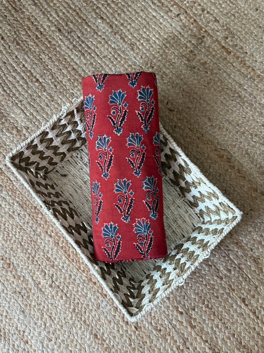 Maroon ajrakh handcrafted natural dye printed fabric  cf - 10