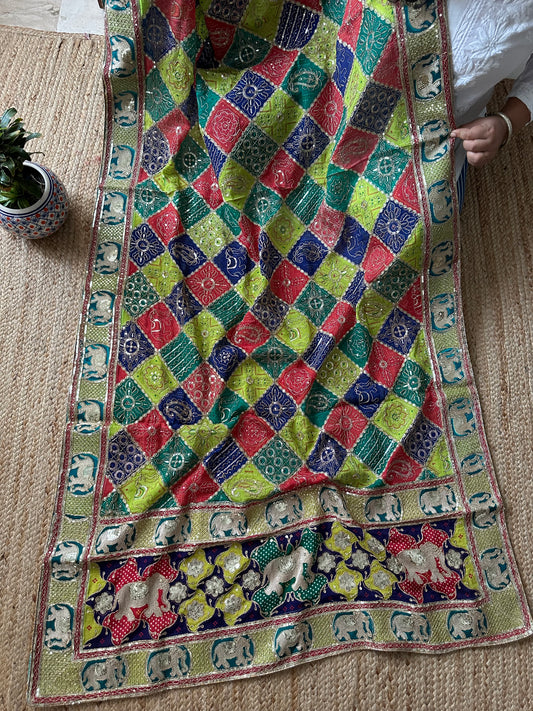 MULTI COLOUR GEORGETTE SEQUENCE VINTAGE DUPATTA