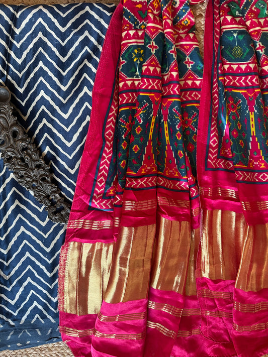 BLUE MASHRU  SILK KURTA WITH PATOLA HANDCRAFTED MODAL SILK DUPATTA PS-1087