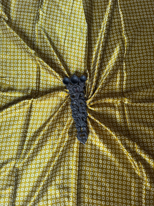 Yellow mashru silk un stitched blouse piece