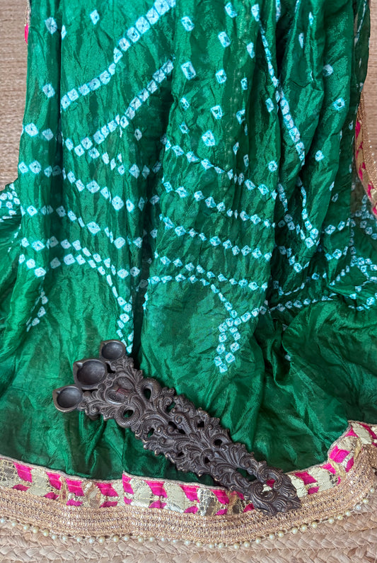 Green Chiffon Bandhani Dupatta