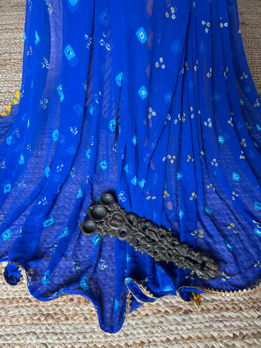 Sapphire Blue chiffon Bandhani dupatta