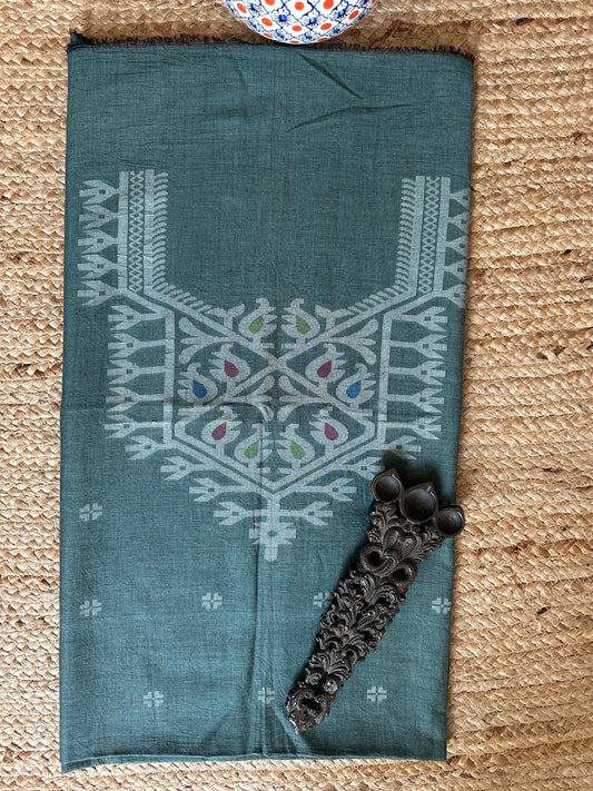 PINE GREEN MULL JAMDANI KURTA