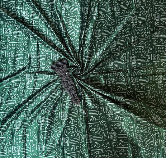 Green mashru silk un stitched blouse piece