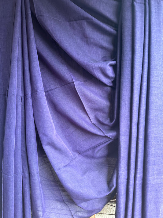 BLUE COTTON MULL HANDLOOM SARI