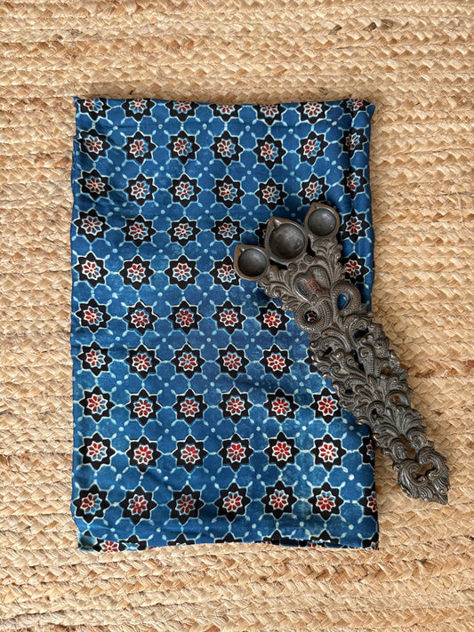 Pacific Blue printed modal ajrakh silk un stitched blouse piece