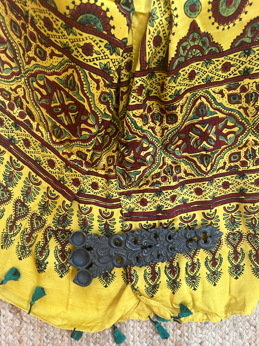 YELLOW MODAL AJRAKH HANDCRAFTED   STOLE