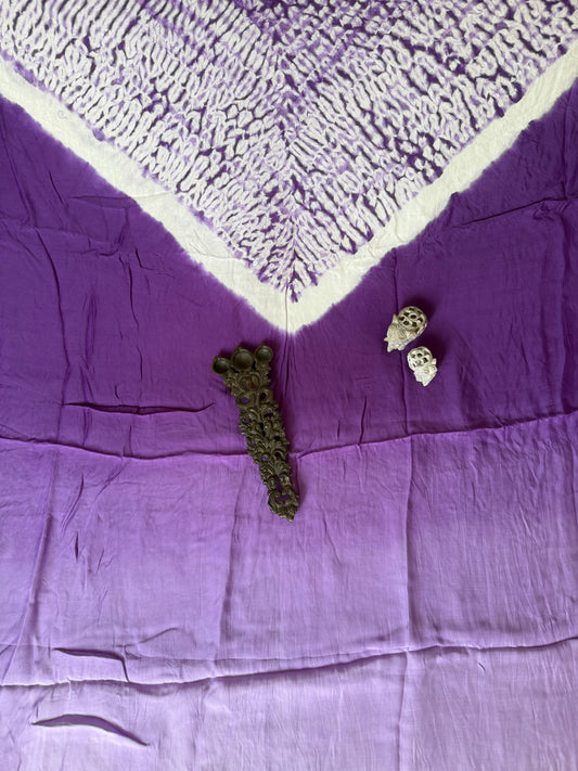 Purple to Lilac ombré Modal  silk Shibori kurta/kaftan material