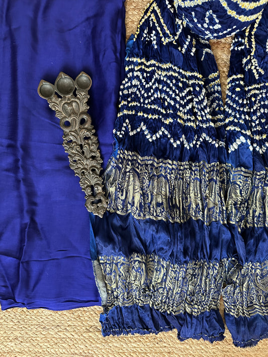 ROYAL BLUE MODAL SILK KURTA WITH GHARCHOLA HANDCRAFTED MODAL SILK DUPATTA PS-10148