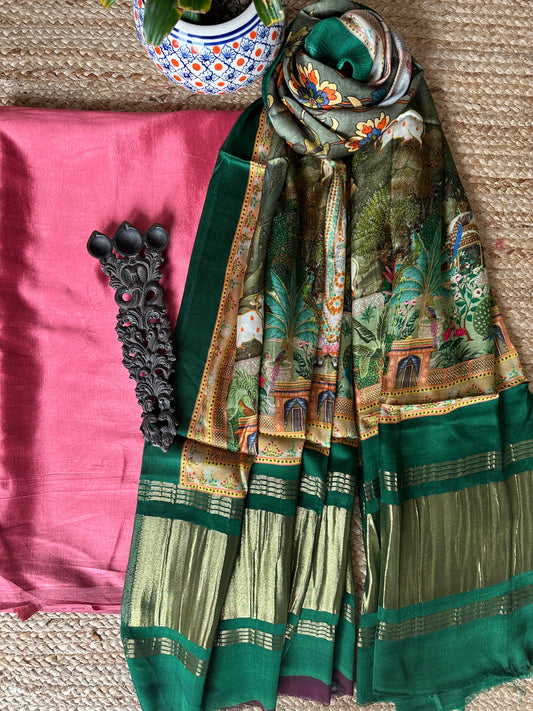 PINK MASHRU SILK KURTA WITH PATOLA PRINT MODAL SILK DUPATTAS