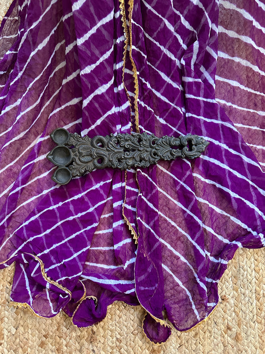 PURPLE CHIFFON LEHERIYA DUPATTA