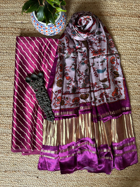 MAGENTA PURPLE SILK KURTA WITH PATOLA HANDCRAFTED MODAL SILK DUPATTA PS-56