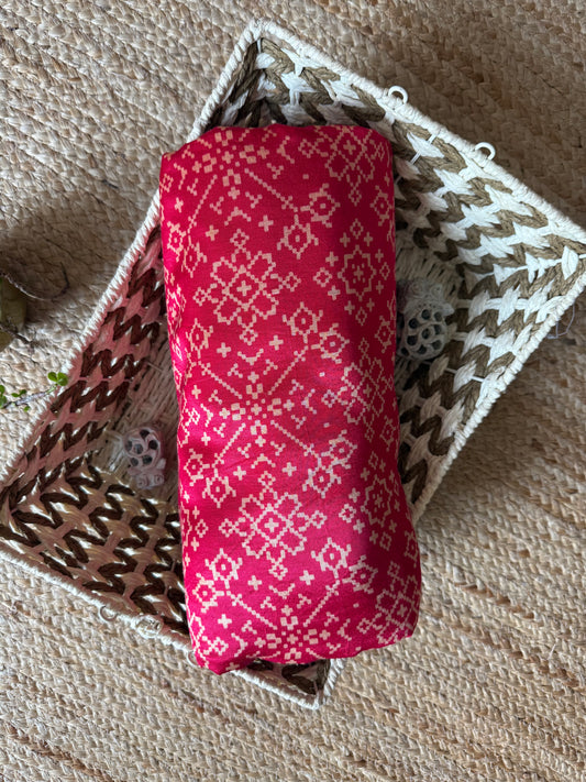 PINK PATOLA PRINT MASHRU SILK FABRIC MSF- 17