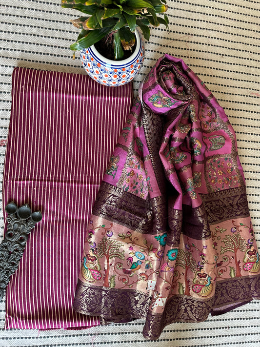 PURPLE MASHRU  SILK KURTA WITH PATOLA PRINT MODAL SILK DUPATTAS