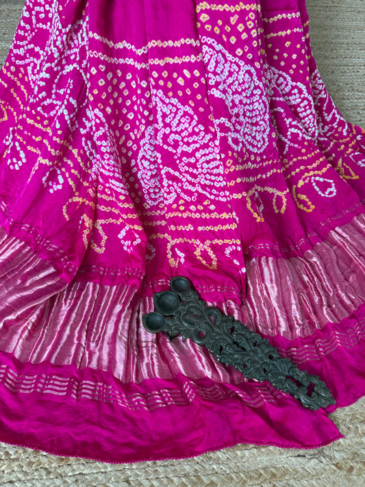 Multi rai bandhani gajji silk Handcrafted Gharchola dupatta