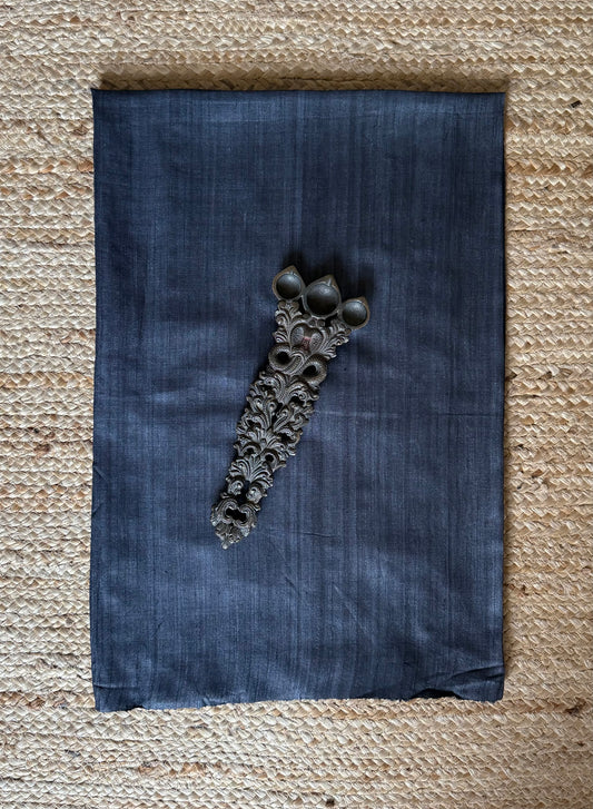 BLACK  TUSSAR SILK UN STITCHED BLOUSE PIECE