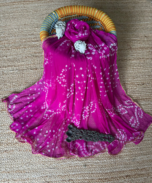 Hot pink chiffon leheriya dupatta