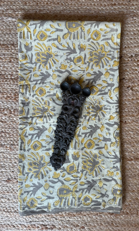 BEIGE AJRAKH COTTON HANDBLOCK KURTA FABRIC