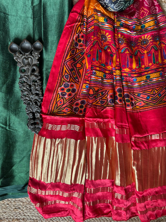 GREEN SOLID MASHRU SILK KURTA WITH PATOLA HANDCRAFTED MODAL SILK DUPATTA PS-86