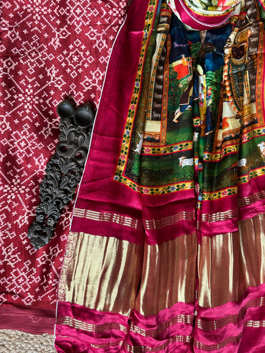 MAROON PATOLA SILK KURTA WITH PATOLA HANDCRAFTED MODAL SILK DUPATTA PS-57