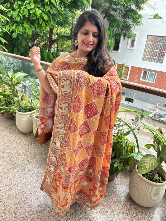 MAROON SOLID MODAL SILK KURTA WITH VINTAGE HANDCRAFTED HEAVY EMBROIDERY GEORGETTE DUPATTA VKS-5